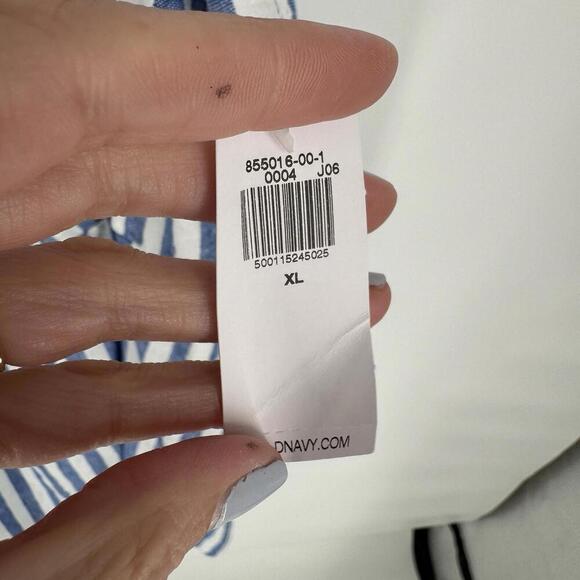 Old Navy dress XL blue white striped linen mini beachy coastal summer nautical - Picture 4 of 7